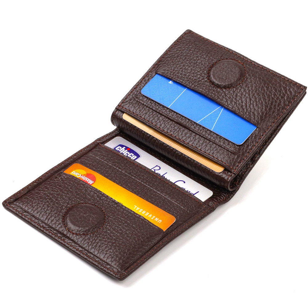 Компактное портмоне для мужчин из натуральной зернистой кожи Коричневое (CANPELLINI) Киев - изображение 9