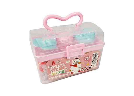 Набор теста пластелин для лепки разноцветная глина для лепки, детский пластилин 12 цветов в контейнере розовый Каменец-Подольский