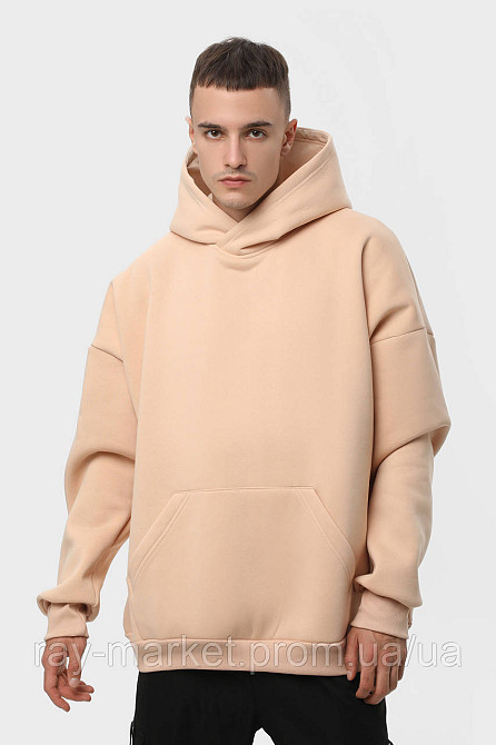 Худі оверсайз чоловіче утеплене RAY OVERSIZE бежеве (U0404M-Cream) 2XS/XS Київ - фото 1