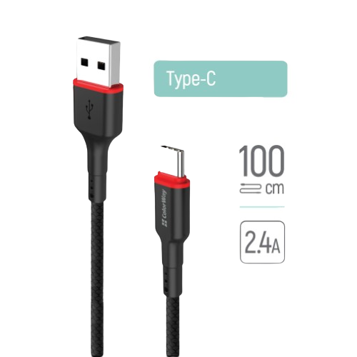 Кабель USB Type-C ColorWay CW-CBUC064-BK 2,4A 1м чорний Житомир