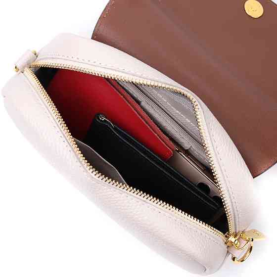 Красива сумка жіноча з клапаном з натуральної шкіри Біла (Vintage) Київ