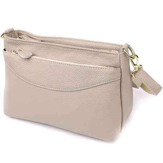 Жіноча сумка з натуральної шкіри з жорсткою основою Сірий (Vintage) Київ