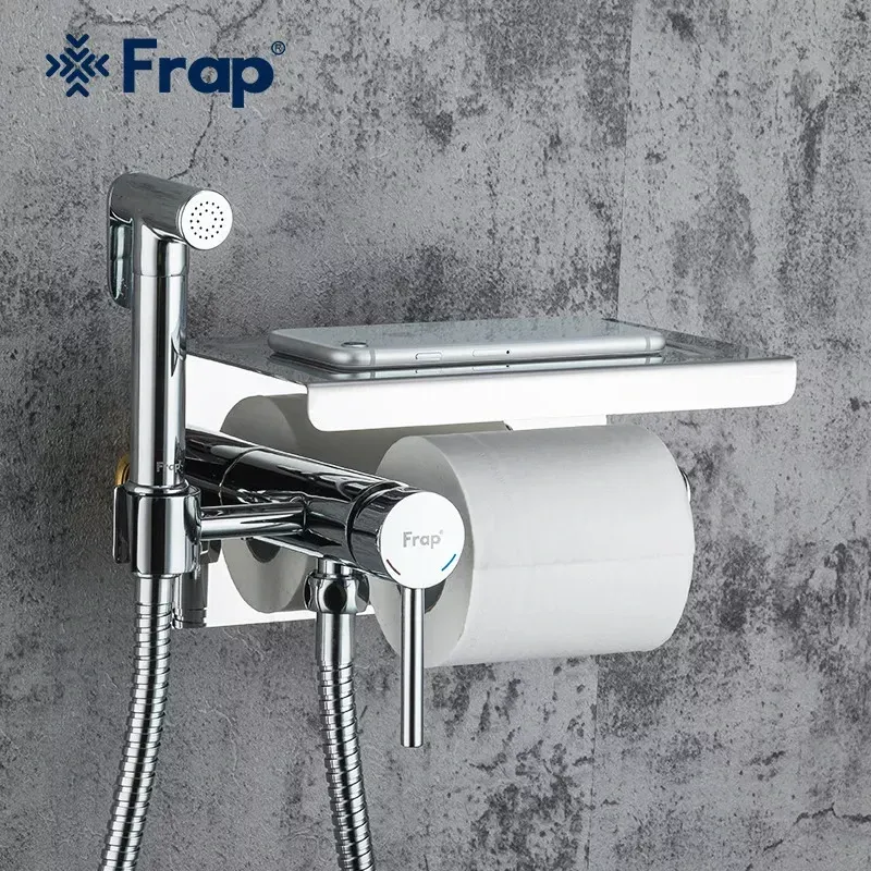 Гігієнічний душ прихованого монтажу Frap F7516 з тримачем паперу та поличкою, хром Київ - фото 2