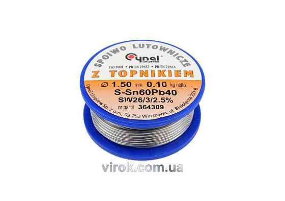 Припій Sn60-Pb40 дротяний на котушці VOREL : Ø= 1.5 мм, m=100 г  [30] Одеса