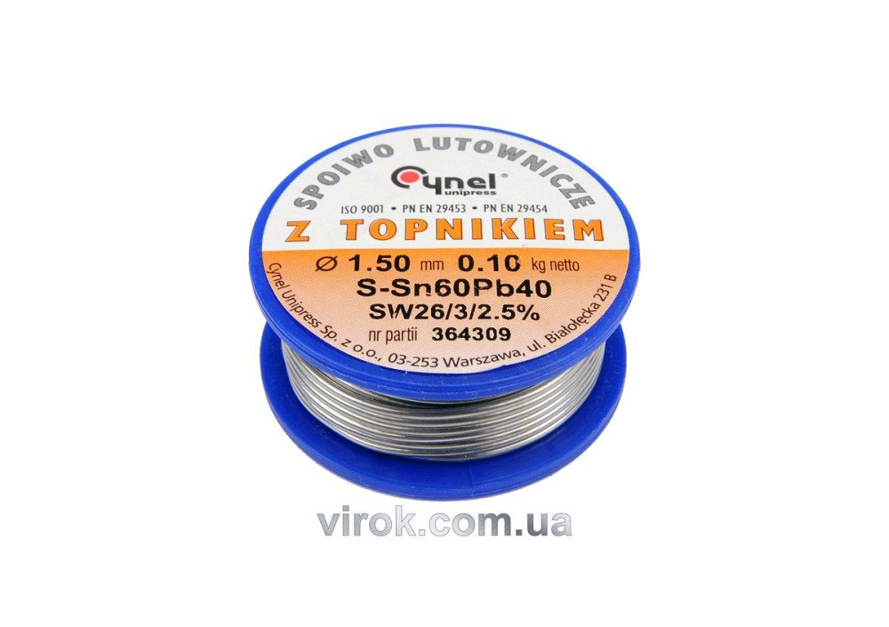 Припій Sn60-Pb40 дротяний на котушці VOREL : Ø= 1.5 мм, m=100 г  [30] Одеса - фото 1