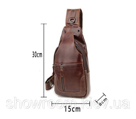 Мужская сумка на грудь (слинг) Leather Collection (371) brown Киев - изображение 4