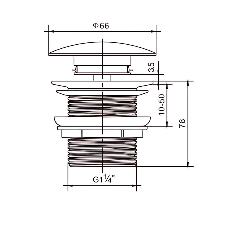 Донный клапан для раковины без перелива Mixxus POP-UP-09 BLACK автоматический (Click-Clack) (Черная керамическая накладка) 1 1/4'' Киев - изображение 2