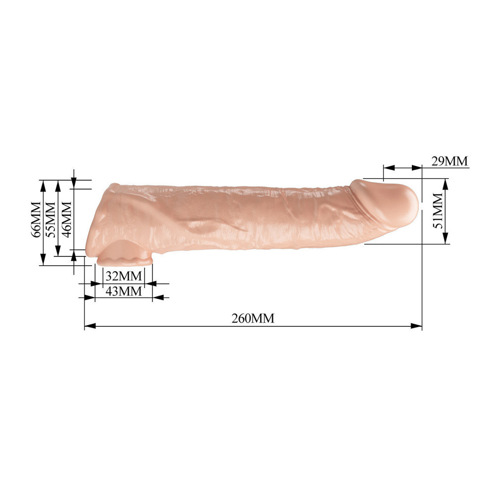 Подовжуюча насадка на член - Pretty Love Extension Penis Sleeve Flesh, 26 см Sex Aura Київ - фото 10