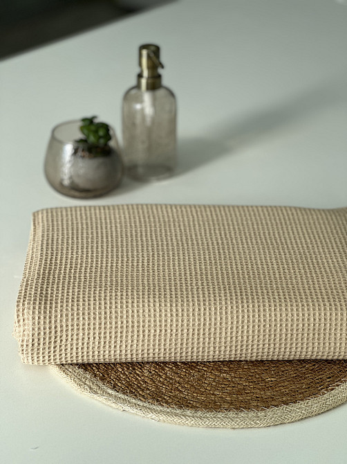 Вафельний рушник Ideal Textile 100х150 см 220 г/м2 (56861026) Бежевий Чернівці - фото 6