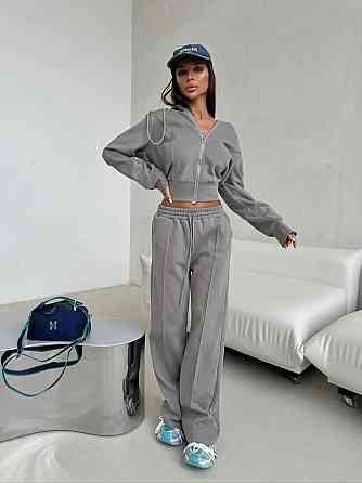 Женский утепленный прогулочный костюм двойка из трехнитки на флисе Серый, 44/46 Одесса