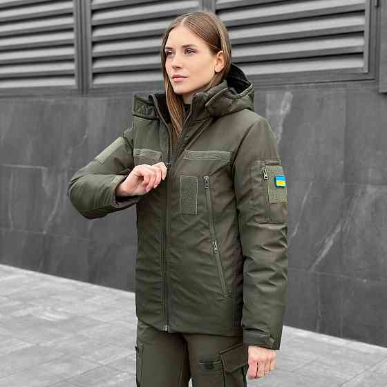 Женская зимняя хаки куртка с капюшоном Pobedov Winter Jacket Motive ЗИМА В2 Женская Киев