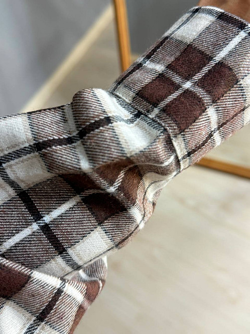 Рубашка женская Baoyu 225-1 в клетку оверсайз фланель, светло-коричневый, one size Киев - изображение 6