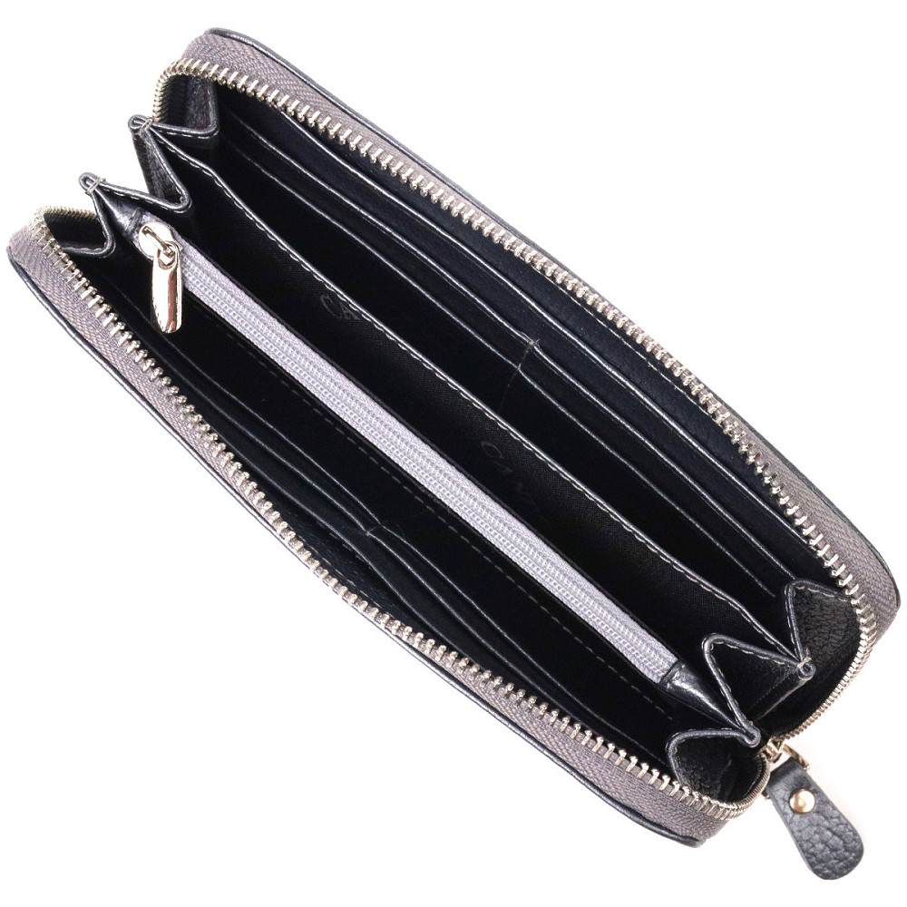 Чудовий гаманець з відливом для жінок із натуральної шкіри флотар Сірий (CANPELLINI) Київ - фото 10