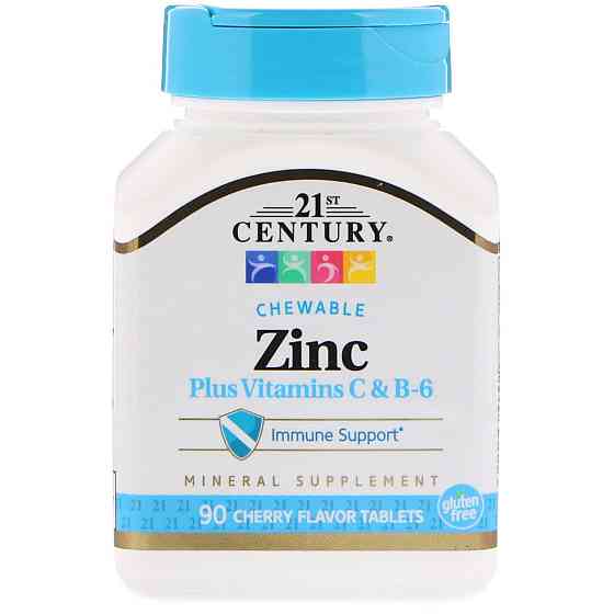 Цинк 21st Century Zinc Plus Vitamins C & B-6 Cherry Flavor 90 Chewable Tablets Луцьк