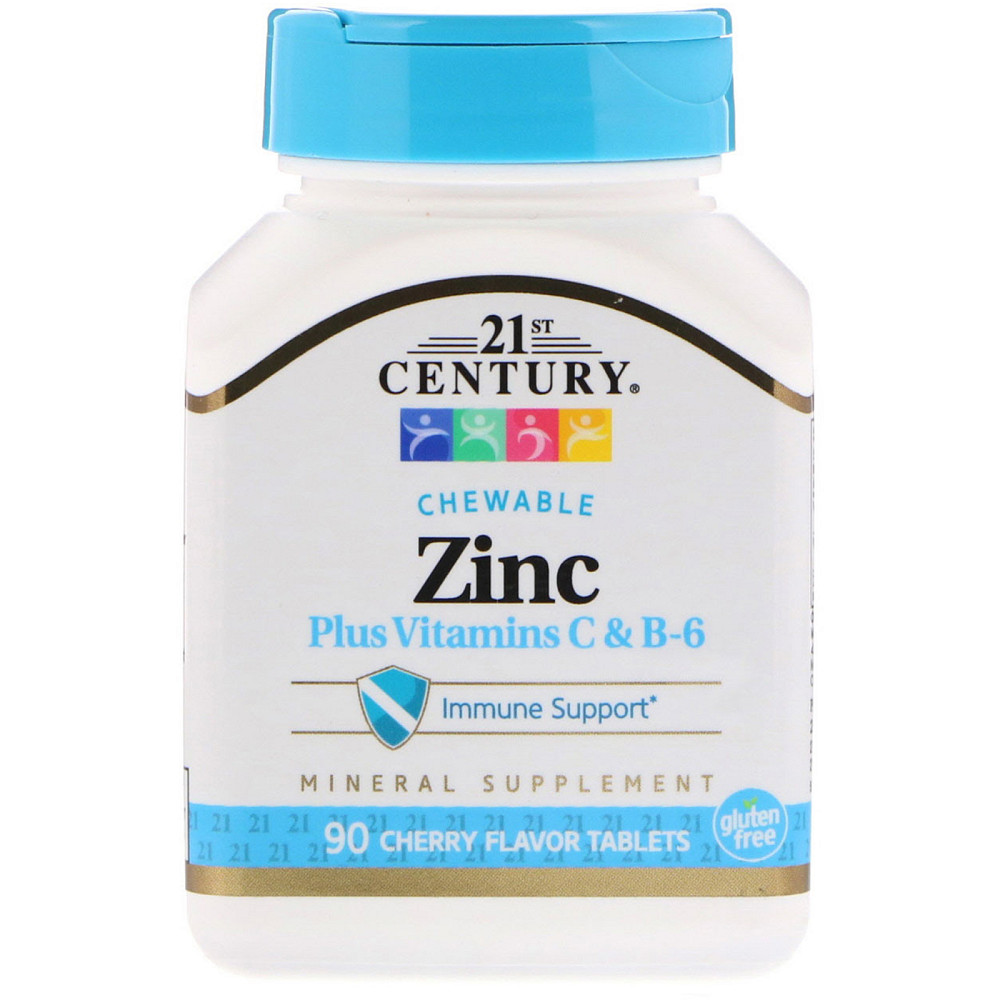 Цинк 21st Century Zinc Plus Vitamins C & B-6 Cherry Flavor 90 Chewable Tablets Луцьк - фото 1