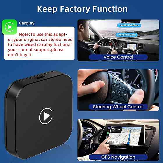 Бездротовий адаптер Carplay NHOPEEW для iPhone, карплей перетворює дротове з'єднання на бездротове в авто, з Wi-Fi Bluetooth Київ