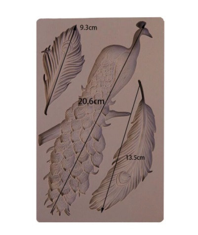 Молд силиконовый Павлин 20 на 13 см серый Киев - изображение 2