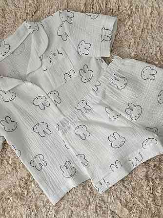 Дитяча піжама з мусліна шорти з сорочкою Зайчики 122-128 Харків