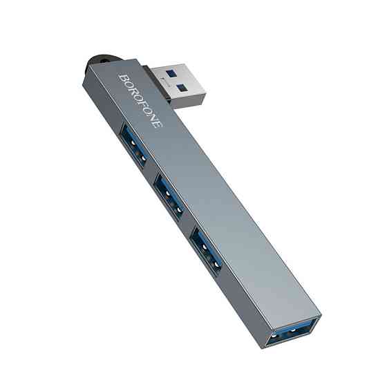 USB-хаб BOROFONE FH1 4-in-1 converter(USB to USB2.0*3+USB3.0) Metal Gray Одеса