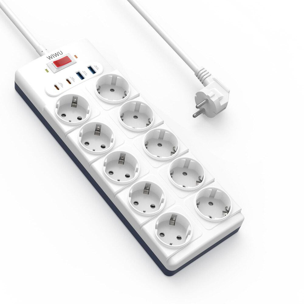 Сетевой удлинитель WIWU 14 in 1 20W GaN Power Strip 2C+2A+10AC Wi-S008 EU (2 m) White Одесса - изображение 3