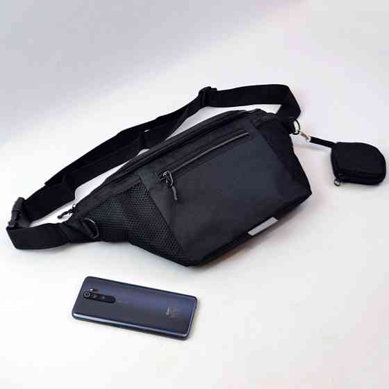 Мужская бананка с отделениями, Сумка бананка черная, Сумка ремень на пояс мужская PN-71 Ивано-Франковск