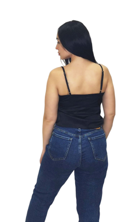 Шовкова майка на тонких бретельках Чорний XL/2XL Харків