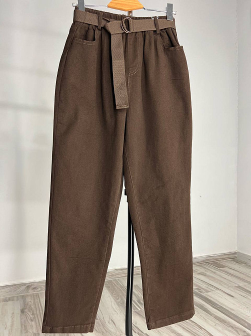 Джинсы женские A-N 25072 MOM бананы талия на резинке с ремнем стрейчевые оверсайз коричневый, коричн Одесса - изображение 2