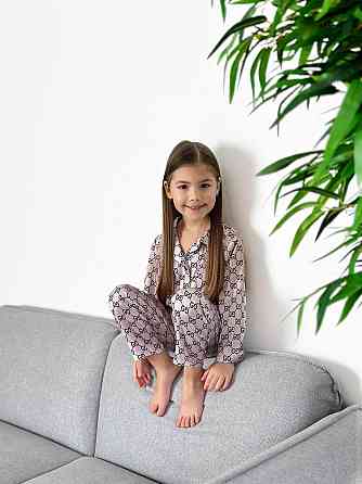 Дитяча піжамка із сатину Гуччі Пудровий 122-128 Харків