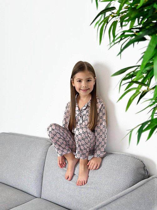 Детская пижамка из сатина Пудровый Гуччи 122-128 Харьков - изображение 2