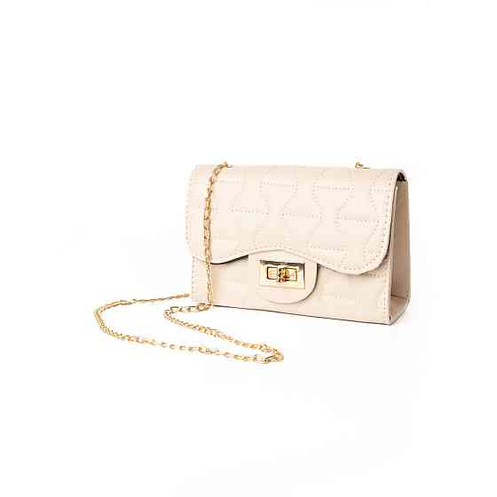 Сумка женская через плечо, сумочка клатч со стеганым узором и ручкой-цепочкой, Молочный Каменец-Подольский