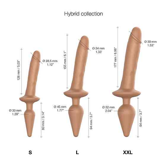 Анальная пробка с дилдо 2в1 Strap-On-Me SWITCH PLUG-IN REALISTIC DILDO Caramel S, диаметр 3,3/2,9 см Sex Aura Киев