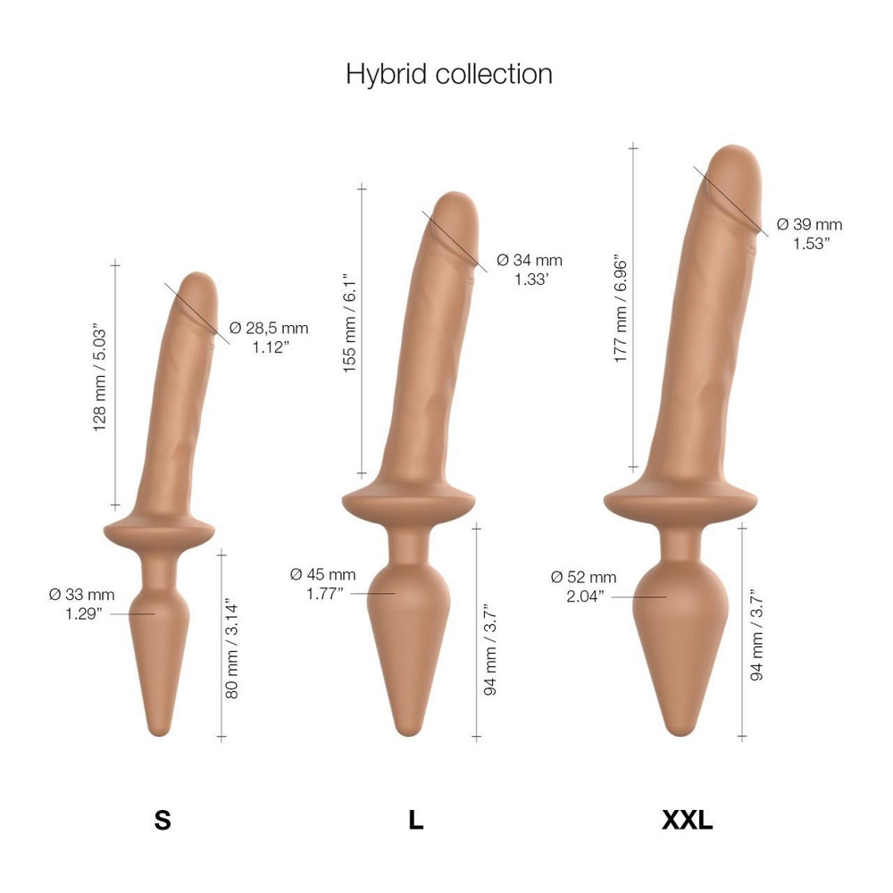 Анальная пробка с дилдо 2в1 Strap-On-Me SWITCH PLUG-IN REALISTIC DILDO Caramel S, диаметр 3,3/2,9 см Sex Aura Киев - изображение 4