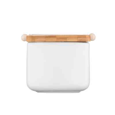 Цукорниця Ardesto Midori 12х12х11см, 840мл, кераміка, бамбук, біла (AR0907W) Вінниця