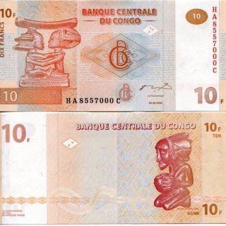 Конго Д. Рес/Congo D. Rep 10 Francs 2003 P93 UNC Полтава - фото 1