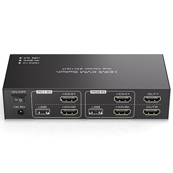 KVM-переключатель HDMI на 2 монитора TJCXELE, для 2 ПК, 2 ноутбука, 4K 30Гц, с USB 2.0, док-станция  Киев - изображение 1