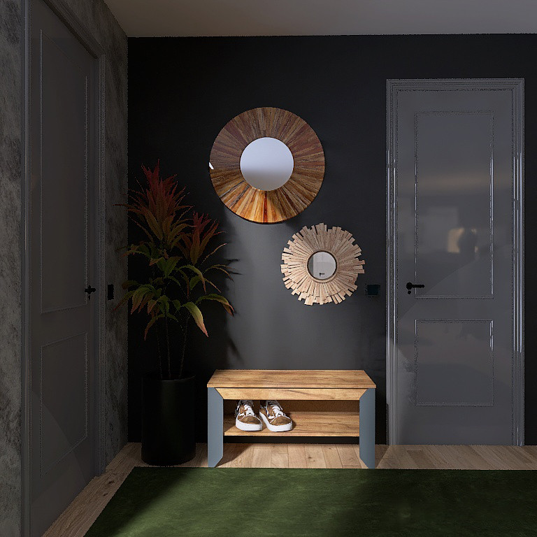 Тумба для обуви Эверест Нордик-900 90х38х45 см Графит + Дуб крафт золотой (DTM-5546) Львов - изображение 2