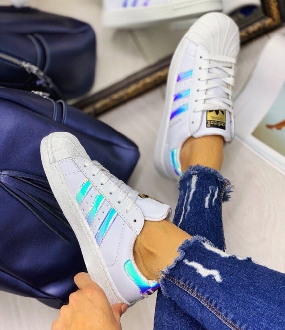 Кросівки Adidas Superstar Білі Адідас Суперстарш Шкіряні Жіночі (розміри: 36,37,38,39,40) — 29-1 Відео Огляд Дніпро - фото 6