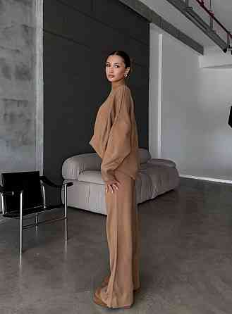 Жіночий затишний базовий костюм двійка з турецької ангори-кашемір Беж, 46/48 Одеса