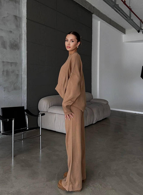 Жіночий затишний базовий костюм двійка з турецької ангори-кашемір Беж, 46/48 Одеса - фото 2