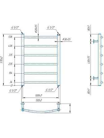 Водяной полотенцесушитель Mario INOX Классик 570х530/500 Киев