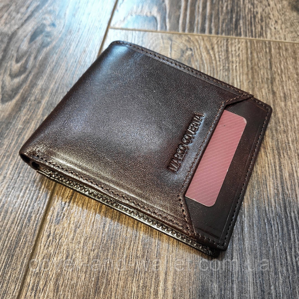 Тонкий маленький чоловічий гаманець із натуральної шкіри Marco Coverna Київ - фото 3