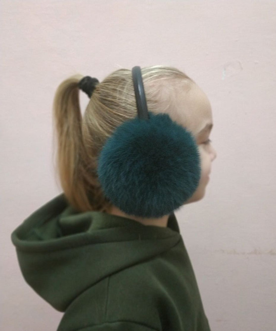 Наушники меховые детские из кролика Зеленый Харьков - изображение 3