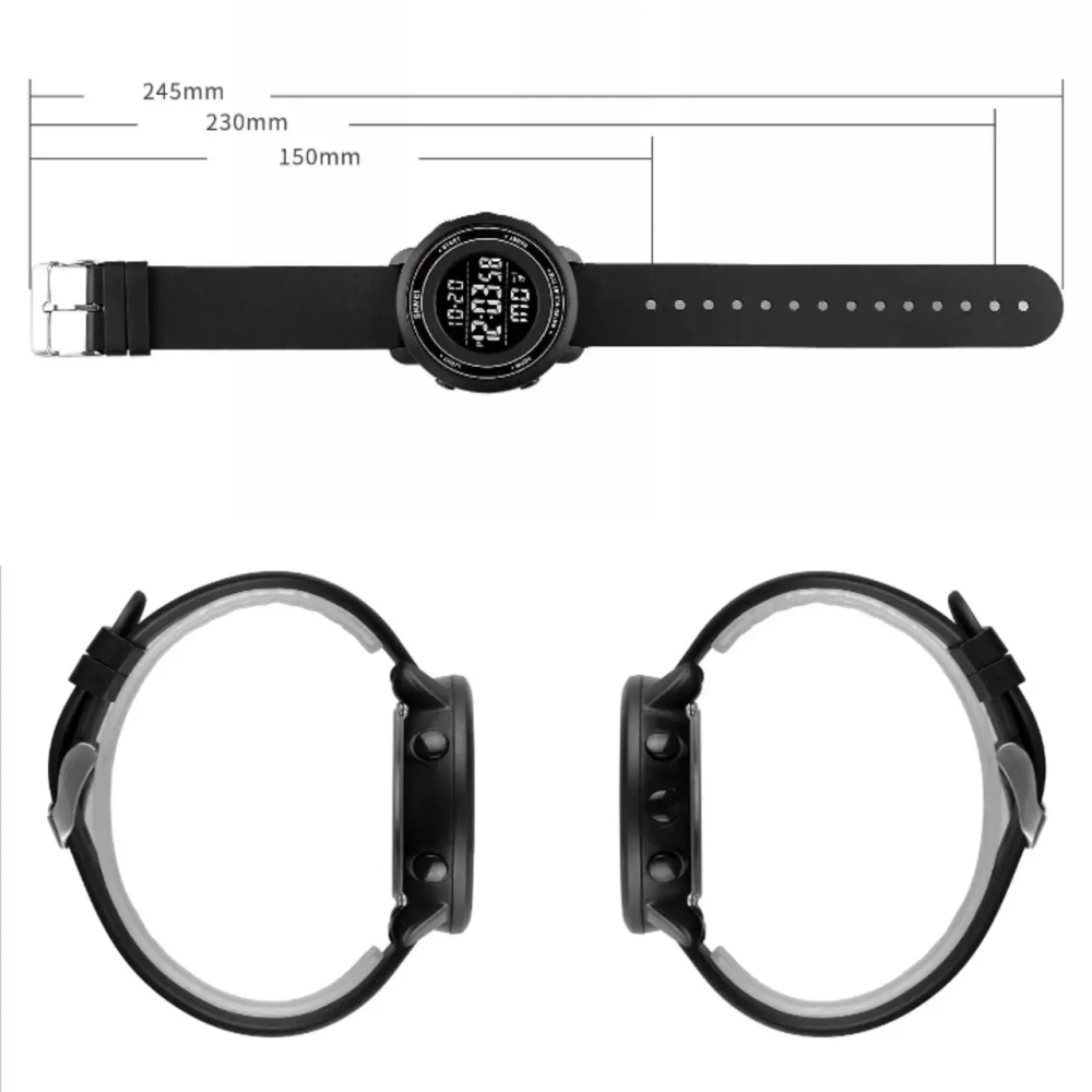 Спортивные мужские часы Skmei 1736 (Черные с черным циферблатом) Винница - изображение 9