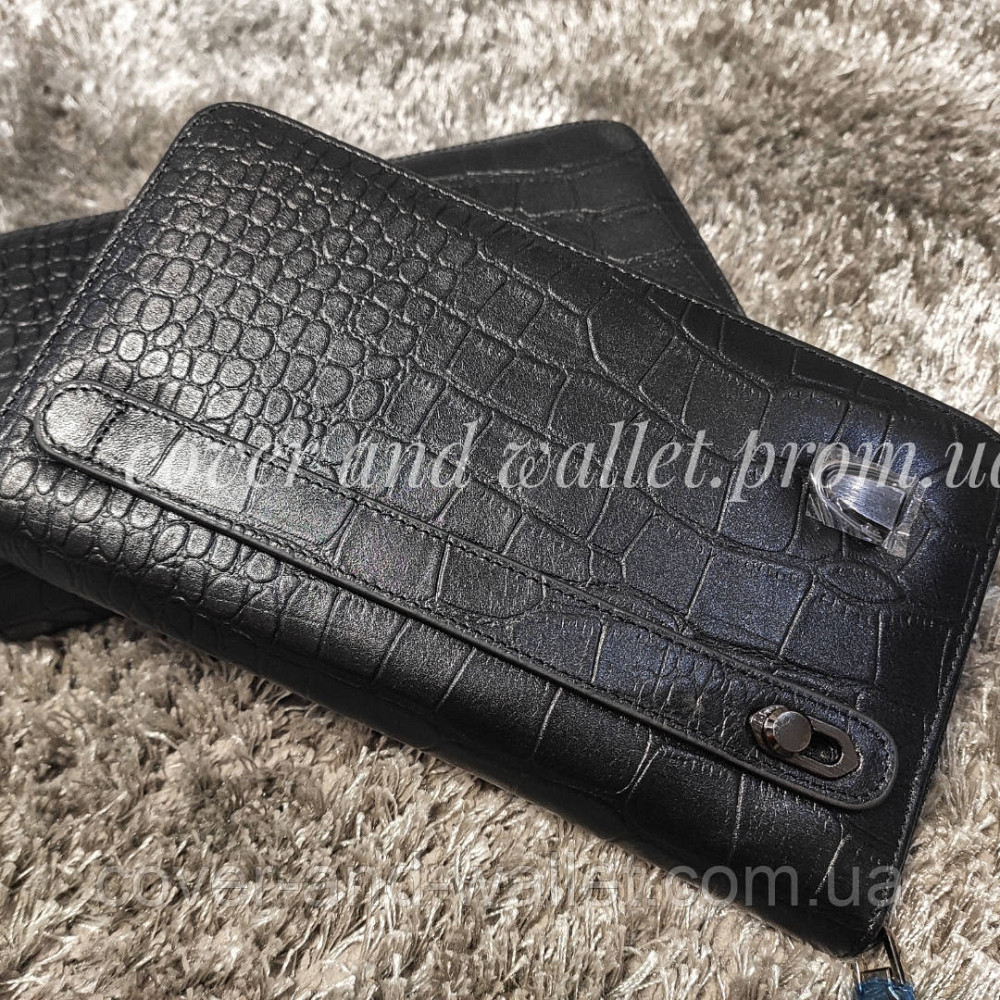 Елітний чоловічий гаманець-клатч зі шкіри під крокодила на змійці Marco Coverna JP-5901A Київ - фото 3