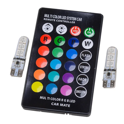 Лампы LED T10 2шт, 16 цветов с пультом для авто Киев - изображение 2