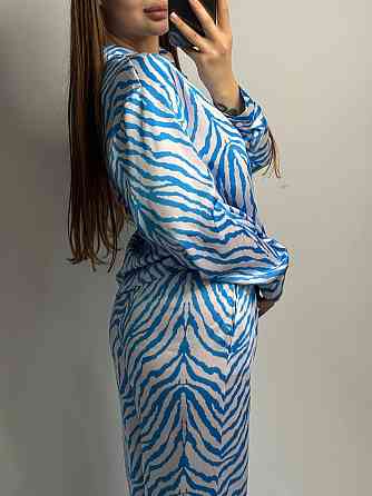 Женский шелковый костюм со штанами Голубой XS-S Харьков