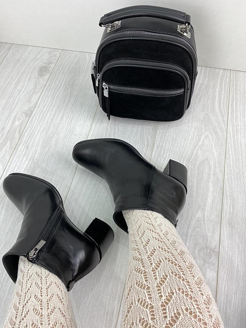 Stepter Черевики жіночі STEPTER чорні натуральна шкіра каблук 5.5см висота 10см 35р.-22.5см 37р Коломыя - изображение 3