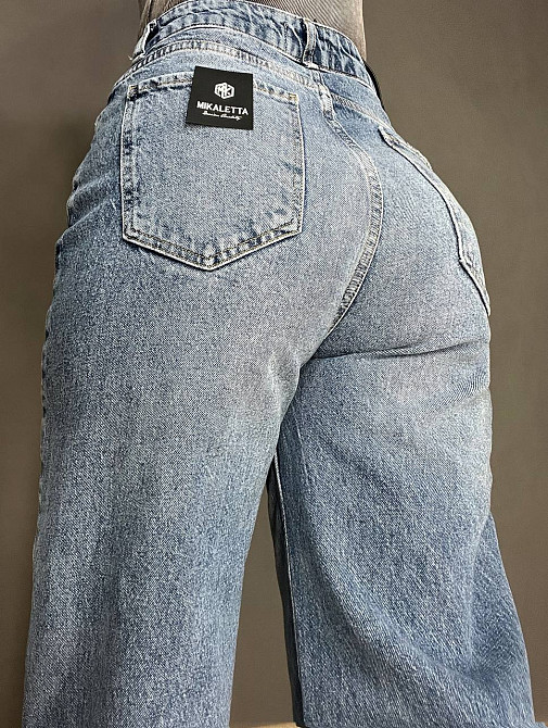 Джинсы женские Mikaletta 13475 WIDE LEG jeans палаццо широкие от бедра высокая посадка большие размеры светло синие, светло-синий, 33, 33, 88 см, 119  Киев - изображение 9