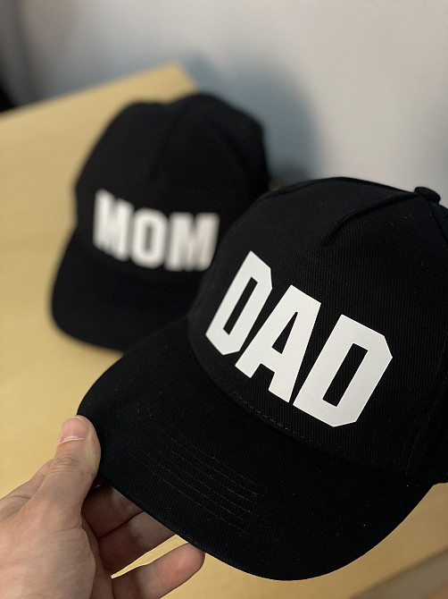 Парні чорні кепки DAD / MOM — подарунок майбутнім батькам Чернівці - фото 4