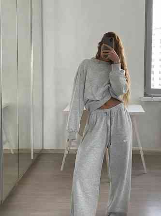 Жіночий стильний повсякденний спортивний костюм із світшотом та штанами палаццо трьохнитка на флісі + рібана Одеса